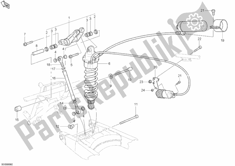All parts for the Rear Shock Absorber of the Ducati Sport ST4 S 996 2005